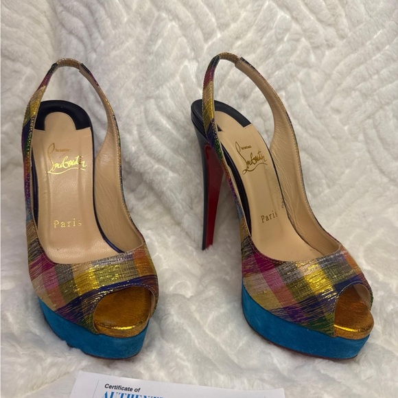 Christian Louboutin Vibrant Multicolor Platform Heels Size 6 - Picture 2 of 12